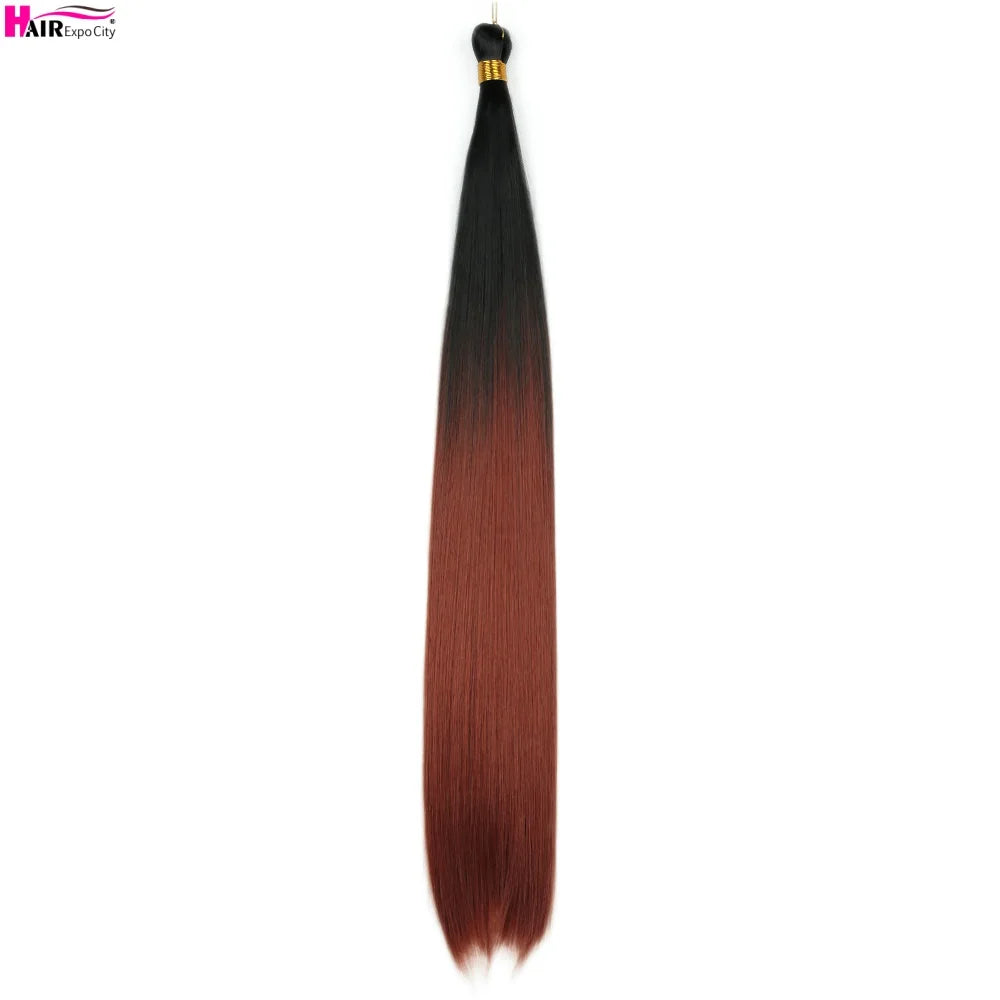 Bone Straight Braiding Hair 150g Silky Synthetic Hair For Box Braids Pre Stretched Ombre Crochet Braids Hair Extension