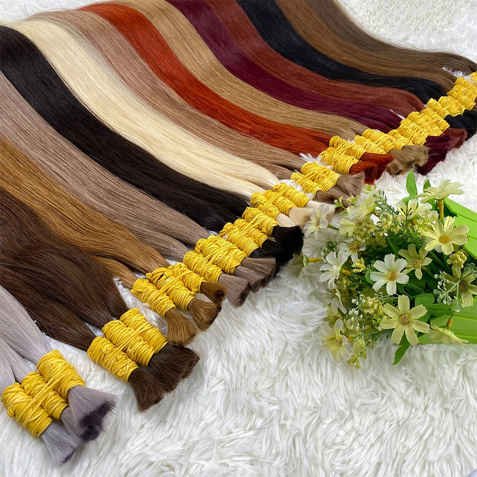 Straight Human Hair Bundles No Weft Natural Black Bulks Blonde Brazilian Remy Hair 100% Real Natural Hair Extension For Women