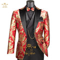 Luxury Jacquard Boys Suit 3pcs Set Black Gold Blazer Waistcoat Pants Tailored Fit for Wedding Pageboy Prom Party Kids Tuxedo