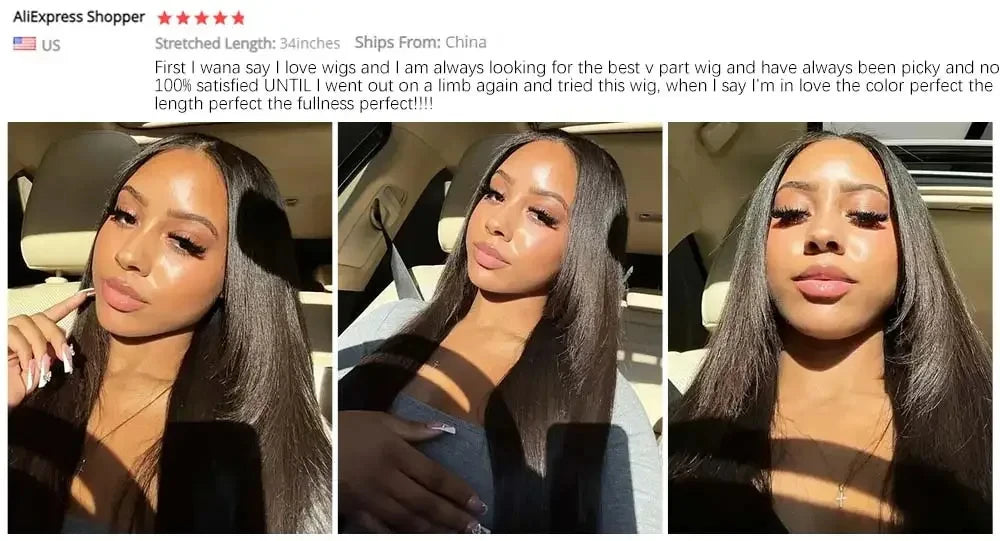 Silkly Straight V Part Human Hair Wigs 30 Inch Bone Straight Wig For Women Daily Use Glueless Wig Ready To Wear On Sale Natural