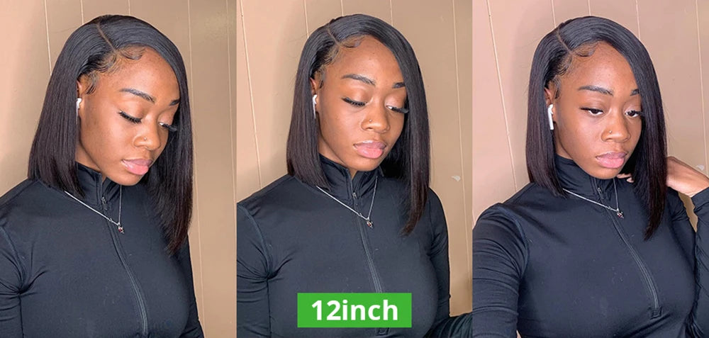 Brazilian Bone Straight Human Hair Wigs For Women 1B/99J Highlight Wig Human Hair bob Wig Straight13x4 Lace Frontal Short BobWig