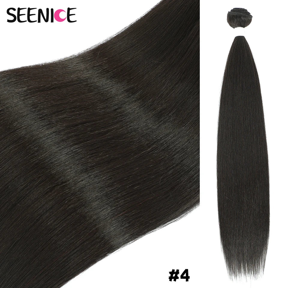 Bone Straight Hair Extensions Ombre Blonde Fake Hair Bundles Super Long Hair Synthetic 22-40 Inch Straight Hair Full to End