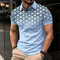 Men'S Polo Shirt Plaid Print Zip Polo T-Shirt Summer Short Sleeve Daily Casual Golf Shirt High Quality Tops Fashion Men Clothing