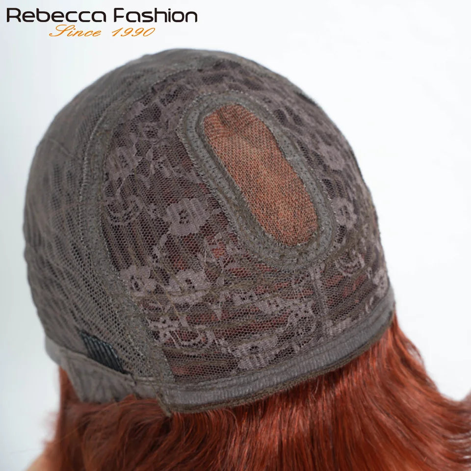 Brazilian Hair Reddish Brown color#33A Short Cut Straight Bob with Bangs 100% Human Hair Bob Wigs Real Scalp Straight Bob Wig