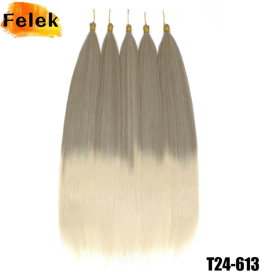 Synthetic Bone Straight Crochet Hair Extensions 30 Inch Hook Braids Ariel Straight Hair Weaving 1-3Pcs Purple Fake Hair Bundles