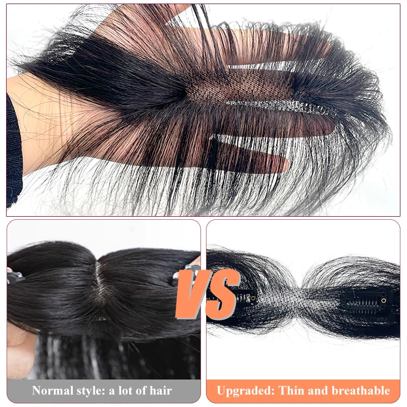 Human Hair Natural Forehead Fringes Hair Bangs 3D French Bangs Wig for Women Hair Pieces Head Curtain Piece Eight Shaped Bangs