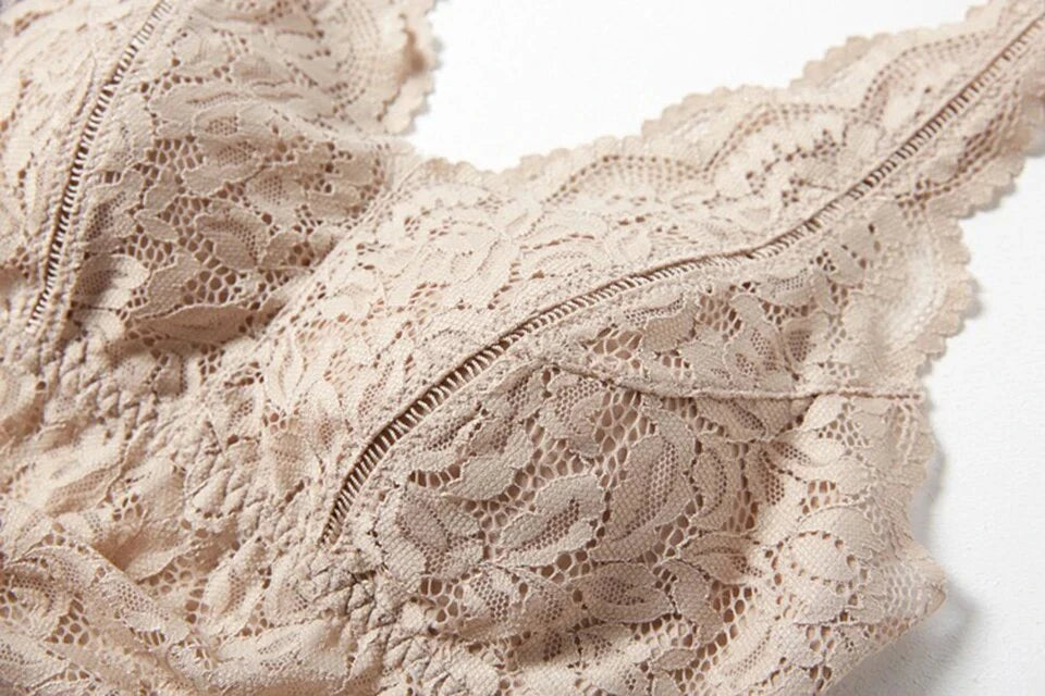 Summer Sexy Deep V Lace Vest With Breast PadsEmbroidery Floral Tank Top Wrapped Chest Camisole Padded Crop Tank Top For Women