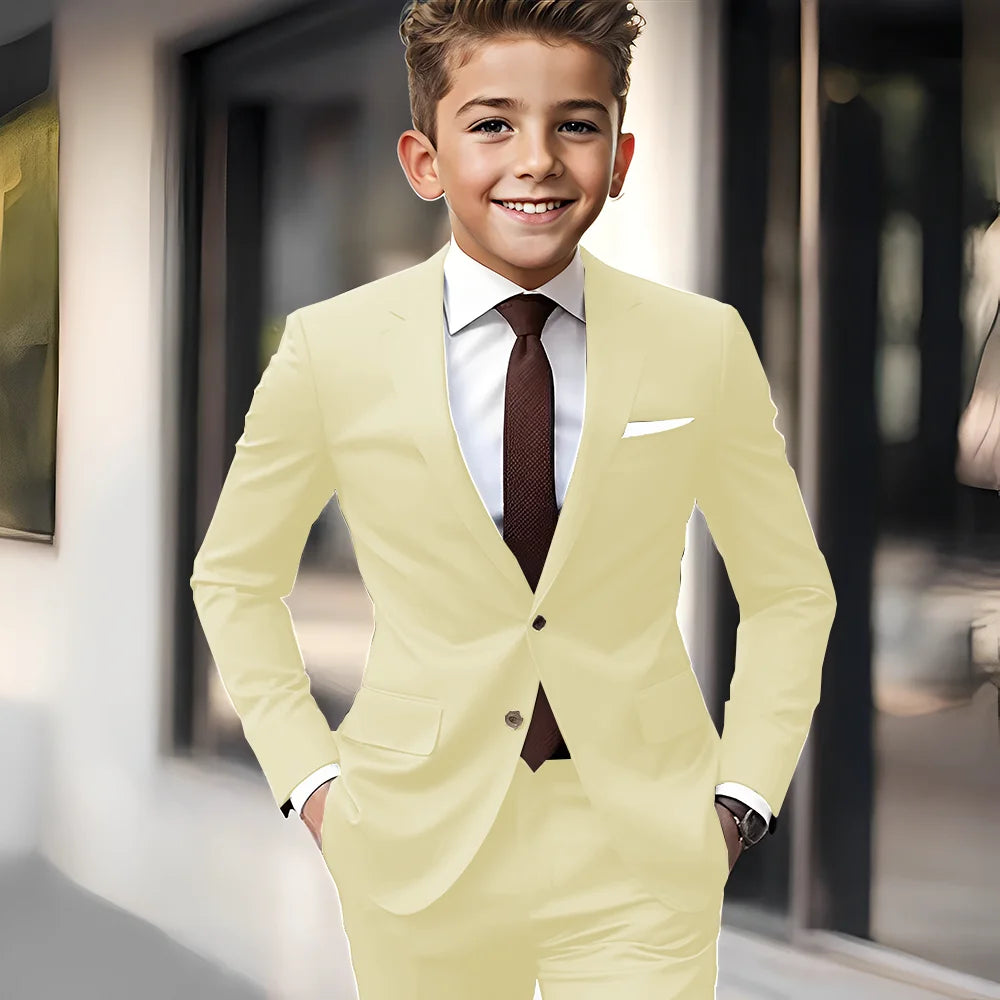Brown Boys Suit 2 Piece Set Jacket Pants Wedding Kids Tuxedo Holiday Dress Boys Blazer Custom Clothes