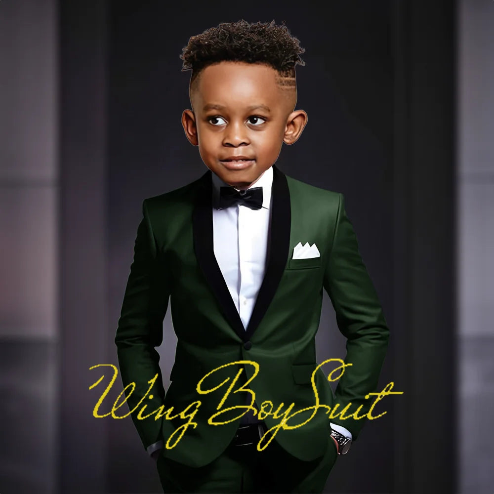 Boys Suits 2 Piece Classic Fleece Collar Wedding Tuxedo Formal Slim Fit Kids Jackets Pants 2-16 Years Tailored Clothes