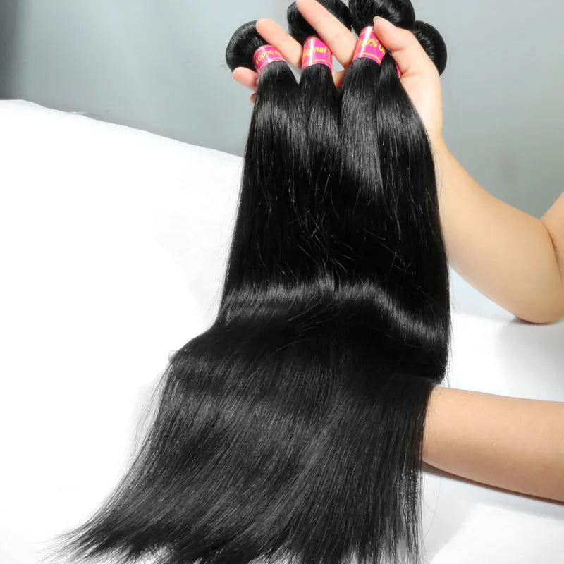 Straight Human Hair Bundle Addbeauty Brazilian Raw Virgin Human Hair Weave Long Real Hair Extension Double Drawn Natural Color