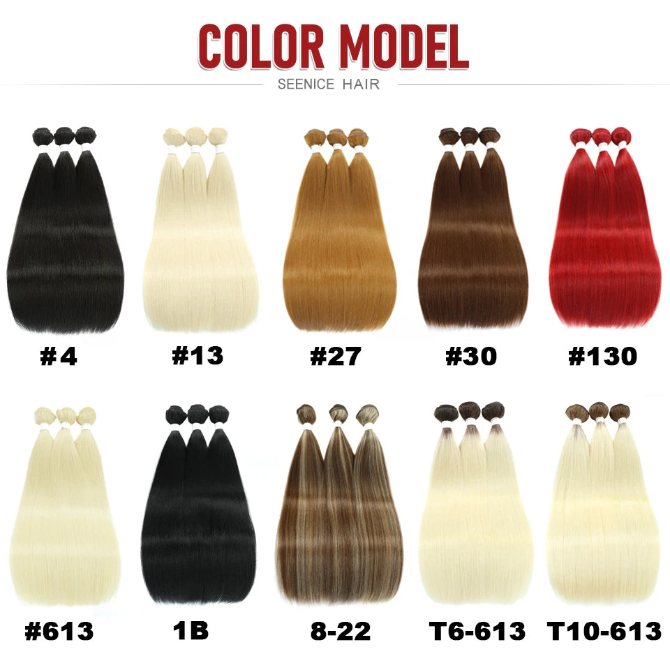Bone Straight Hair Extensions Ombre Blonde Fake Hair Bundles Super Long Hair Synthetic 22-40 Inch Straight Hair Full to End