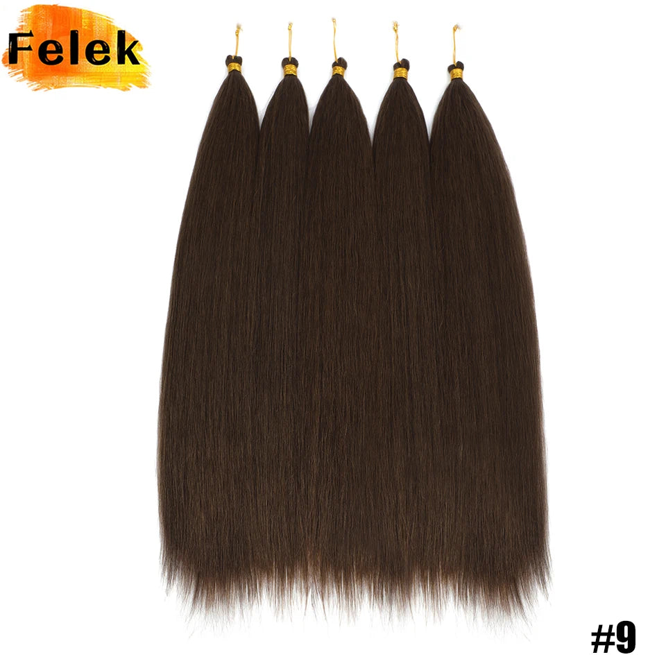 Synthetic Bone Straight Crochet Hair Extensions 30 Inch Hook Braids Ariel Straight Hair Weaving 1-3Pcs Purple Fake Hair Bundles
