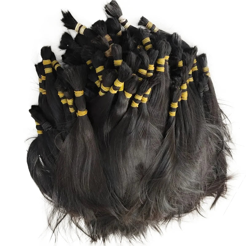 Wholesale Human Hair For Braiding Straight Indian Hair Vendor Virgin Bundles No weft Natural Hair Bulk 100% Human Hair Extension