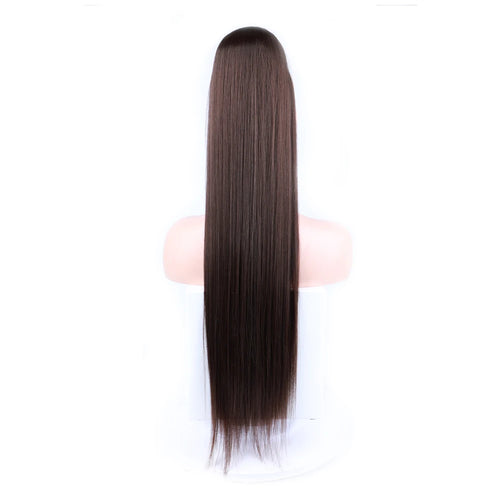 30 Inch Long Bone Straight Ponytails Futura Synthetic Drawstring Ponytails Clip-in Hair Extensions Straight Ponytails for Women