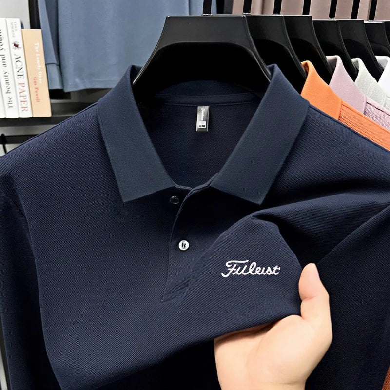 Golf brand Polo shirt long sleeved fashionable printed men's top spring new 100% cotton skin friendly comfortable casual T-shirt