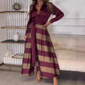 Casual Long Sleeved Lace Up Autumn Dress Women's Fashion Turn-down Collar Commuting Dresses Vintage Pattern Printed Shirt Dress