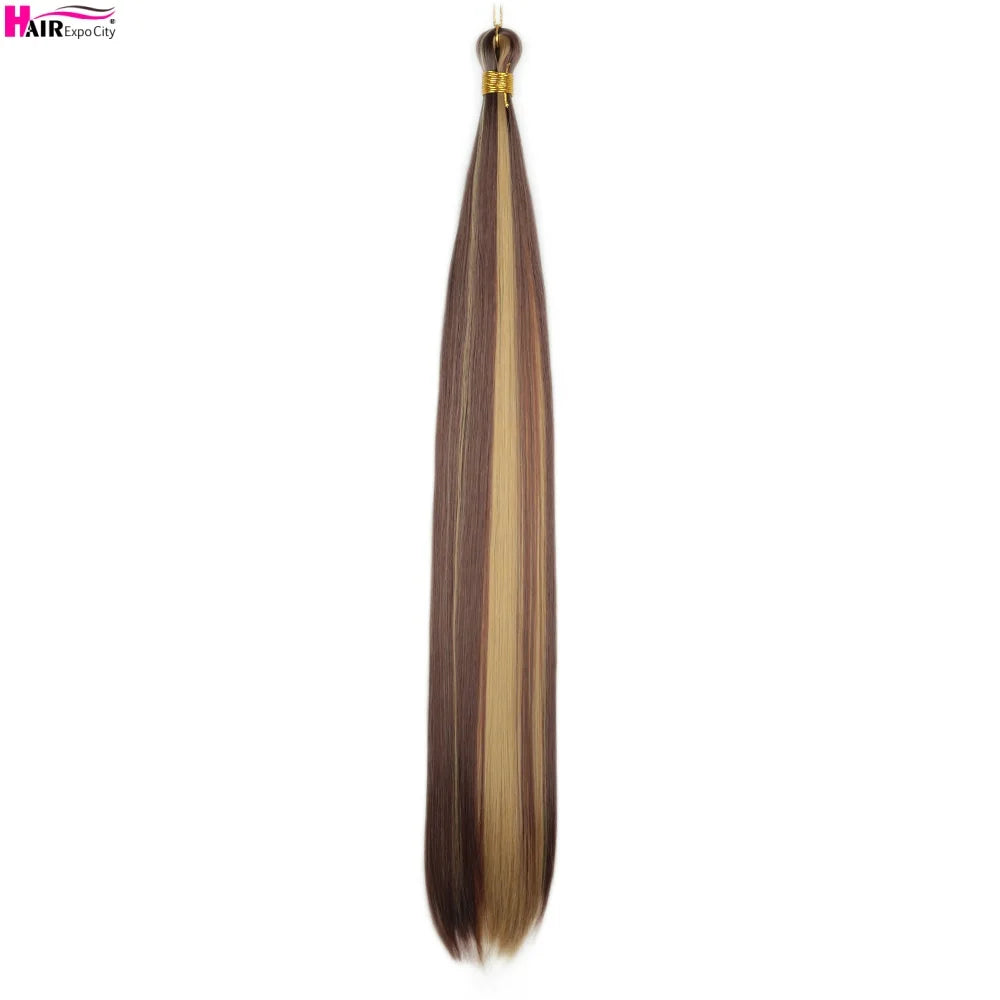 Bone Straight Braiding Hair 150g Silky Synthetic Hair For Box Braids Pre Stretched Ombre Crochet Braids Hair Extension