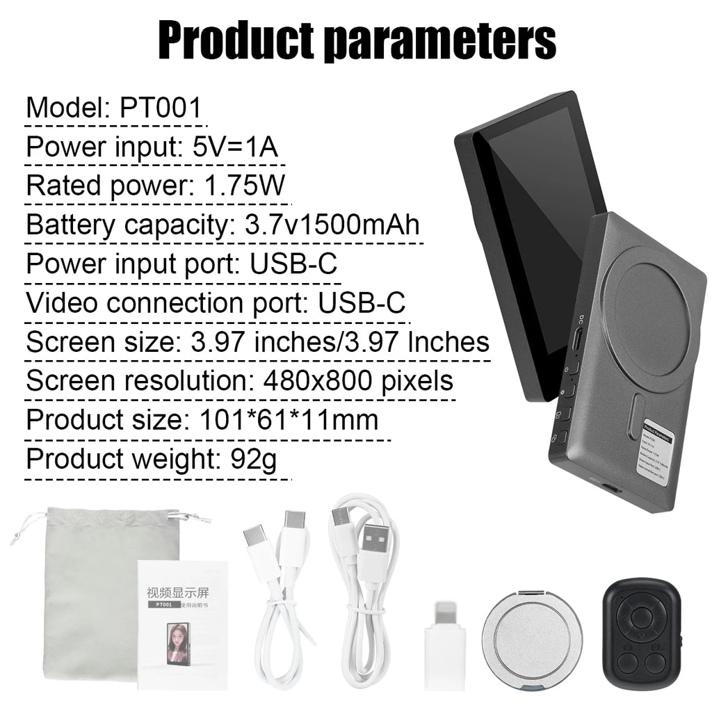 Wireless Vlog Mobile magnetic selfie screen using phone rear camera for Selfie Vlog or Live Stream Compatible.