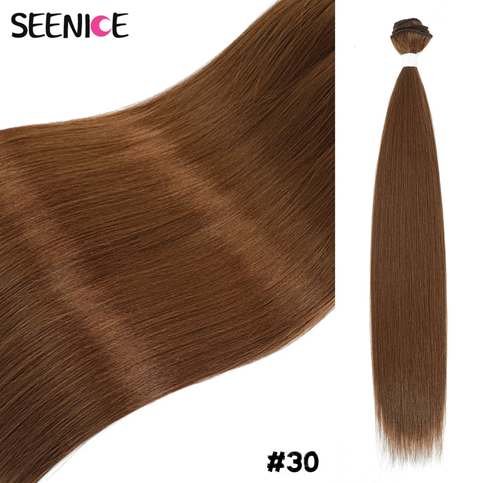 Bone Straight Hair Extensions Ombre Blonde Fake Hair Bundles Super Long Hair Synthetic 22-40 Inch Straight Hair Full to End