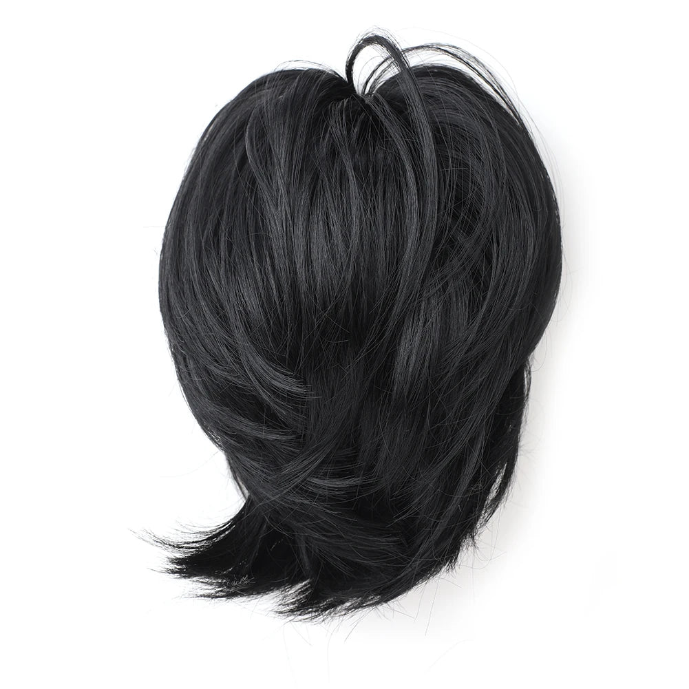 Short Ponytail Hair Bun Extensions Straight Hair Bun Synthetic Messy Bun Hairpieces Elastic Easy Scrunchies for Women