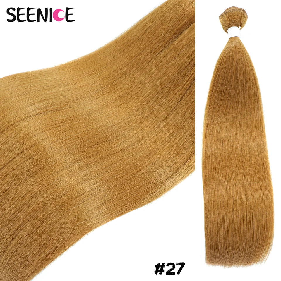Bone Straight Hair Extensions Ombre Blonde Fake Hair Bundles Super Long Hair Synthetic 22-40 Inch Straight Hair Full to End