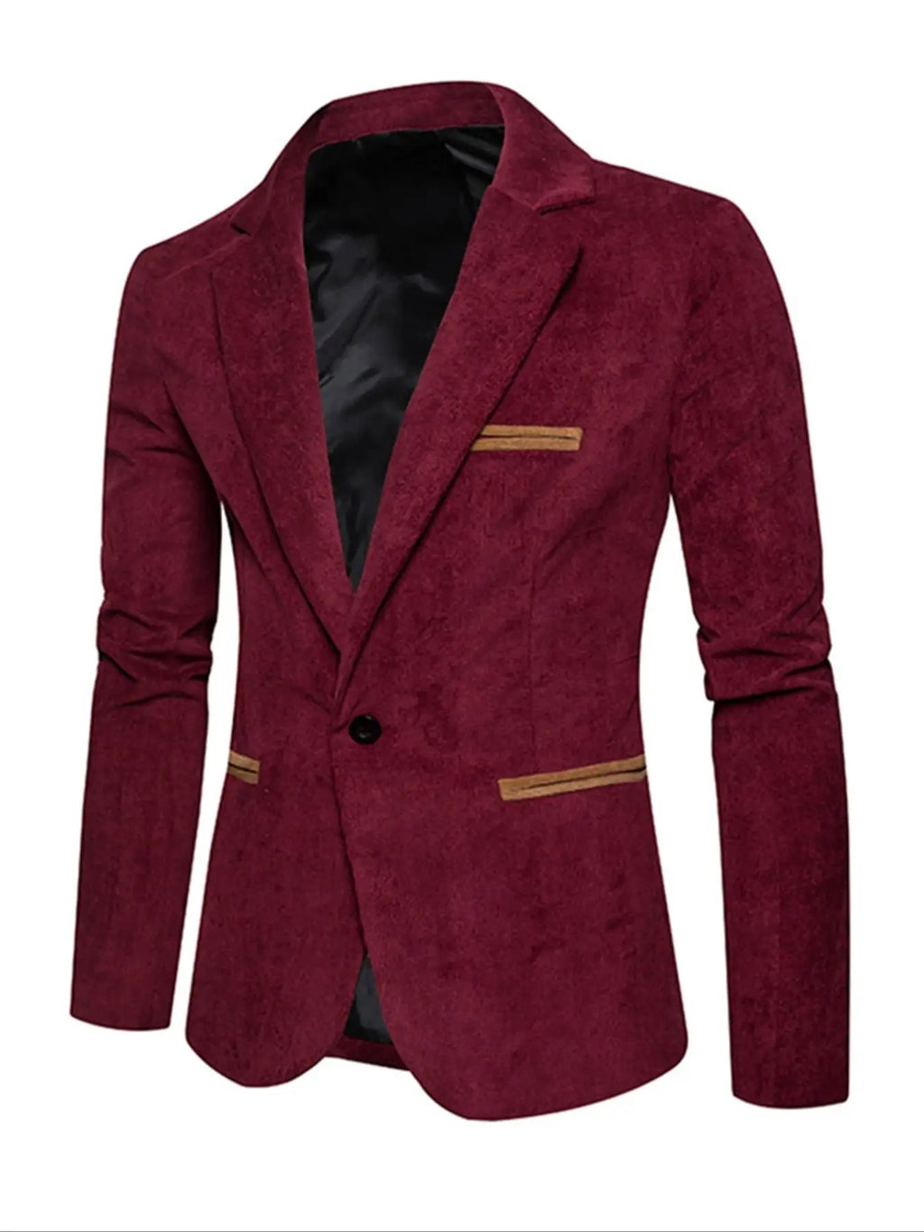 Men's Corduroy Blazer Jacket Medium Thick Business Suit Spring & Fall Season Fitted Design Woven Fabric Style