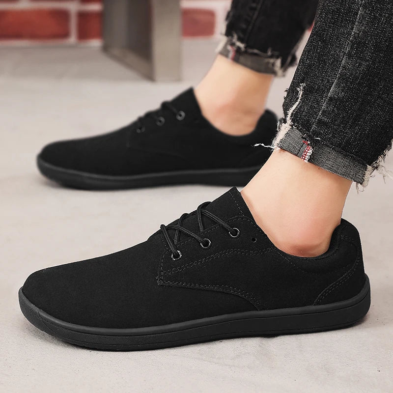 Wide Toe Barefoot Shoes for Men Outdoor Treking Sports Minimalist Walking Shoes Suede Waterproof Outdoor Men Travel Sneakers