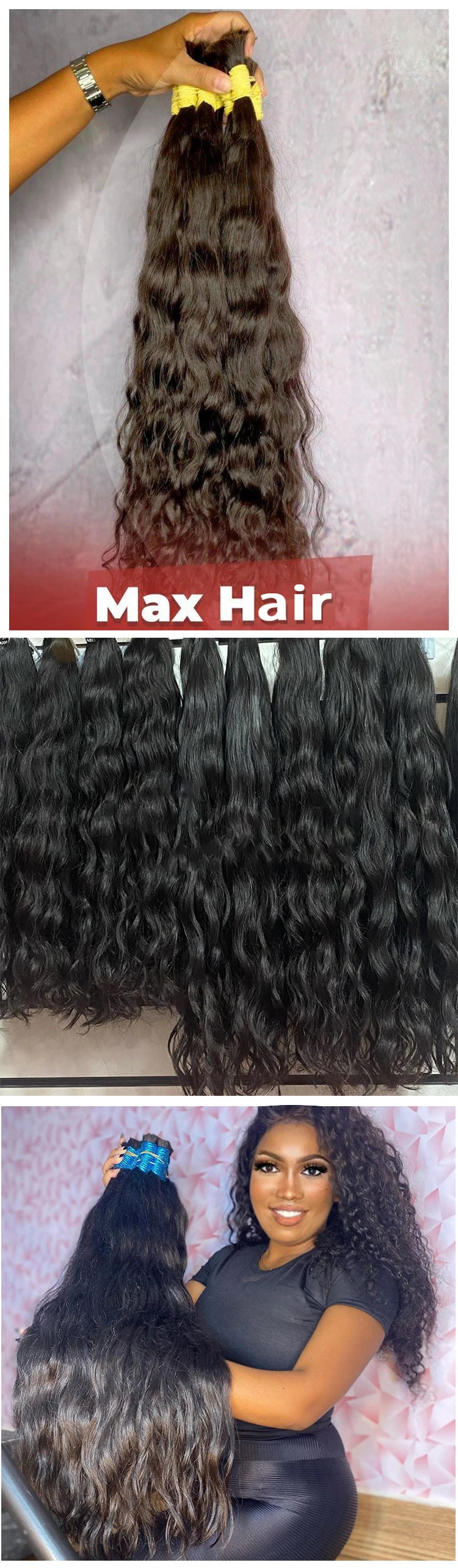 Pure Natural 100% Human Hair Bulk Braiding Hair Cabelo Humano No Weft Hair Unprocessed Human Hair Boho Braids Curly Body Wave