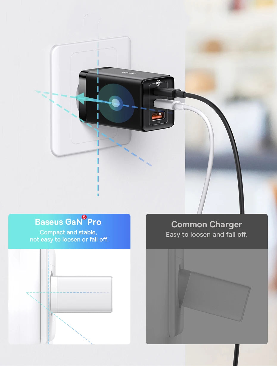 Baseus 65W GaN Charger Quick Charge Type C Phone Charger USB Charger Portable Fast Charger For Laptop iPhone 17 16 15 14 13