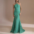 Fashion Evening Dress Dresses For Woman Party Wedding Vestidos Temperament Elegant Sexy Slim Neck Halter Backless Laces Banquet