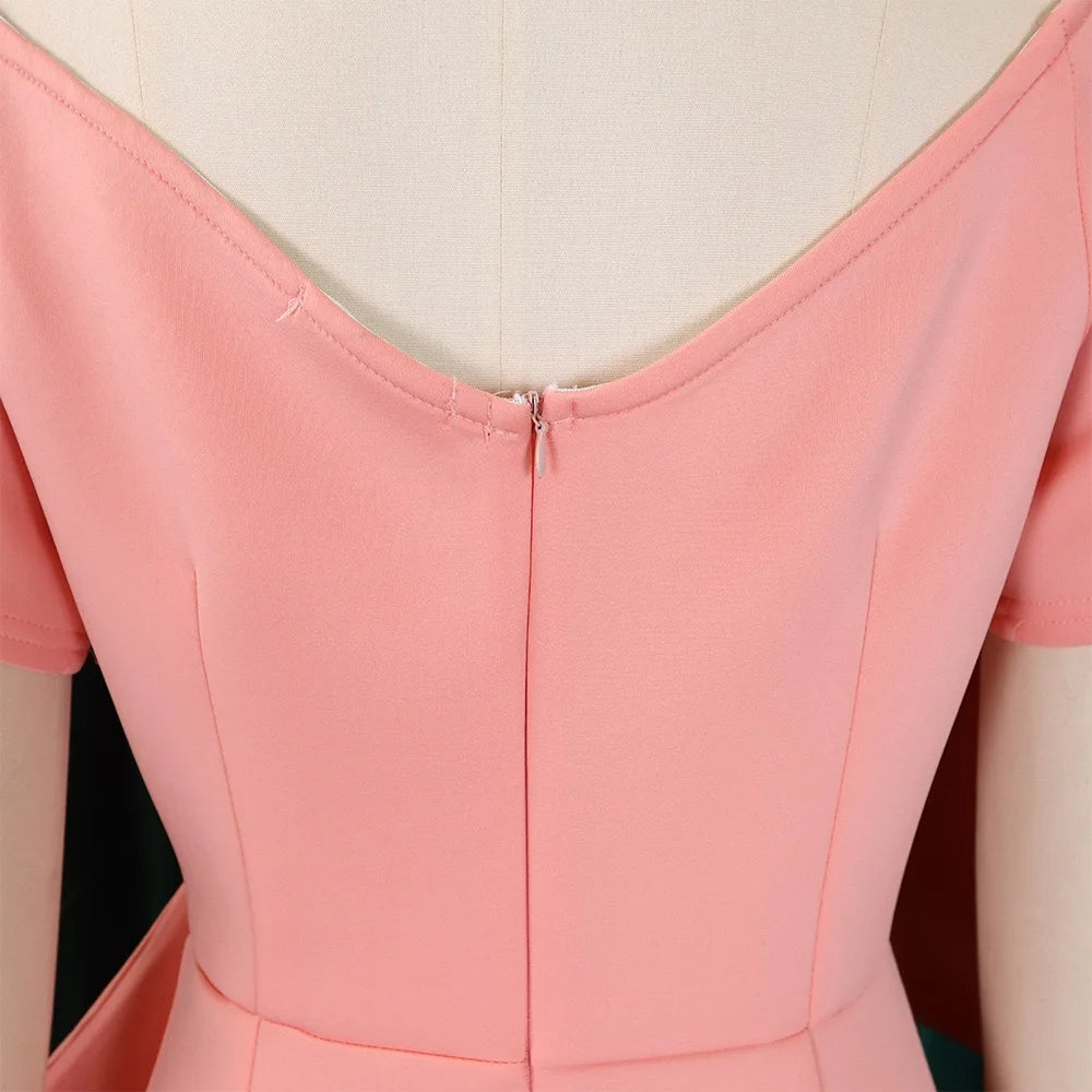 Elegant Party Dresses for Woman 2024 New V Neck Short Sleeve Big Bow Decorate Sheath Side Split Ankle Length Luxury Party Dress