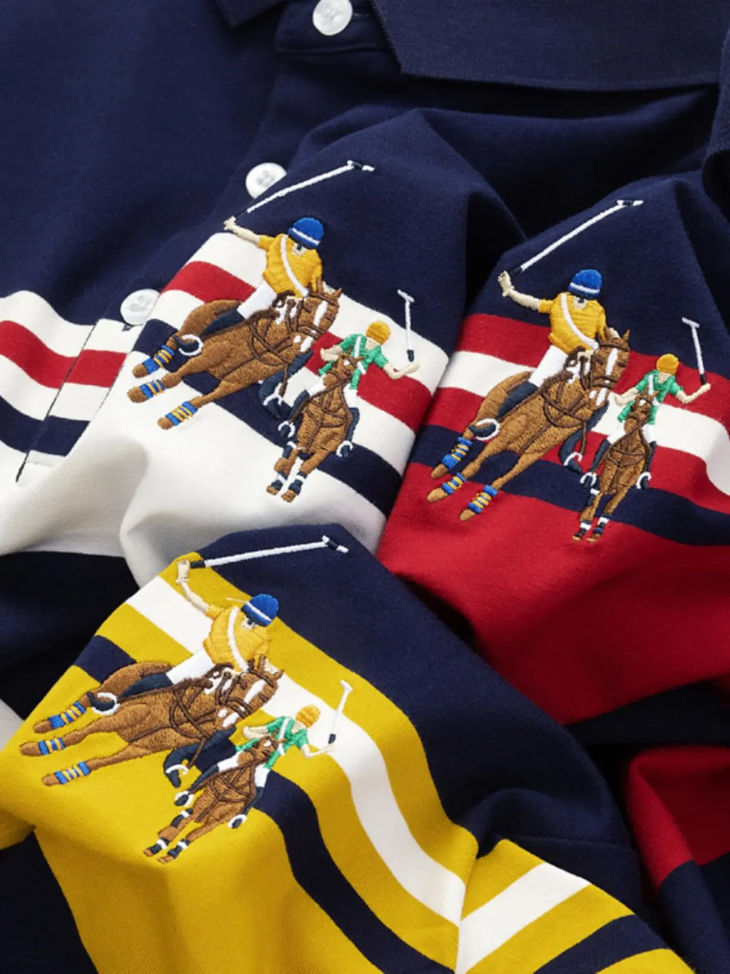 Polo Shirt Man Long Sleeve Cotton Casual Striped Polo Shirt Men Fashion Lapel Button Shirt Embroidery High Quality Breathable