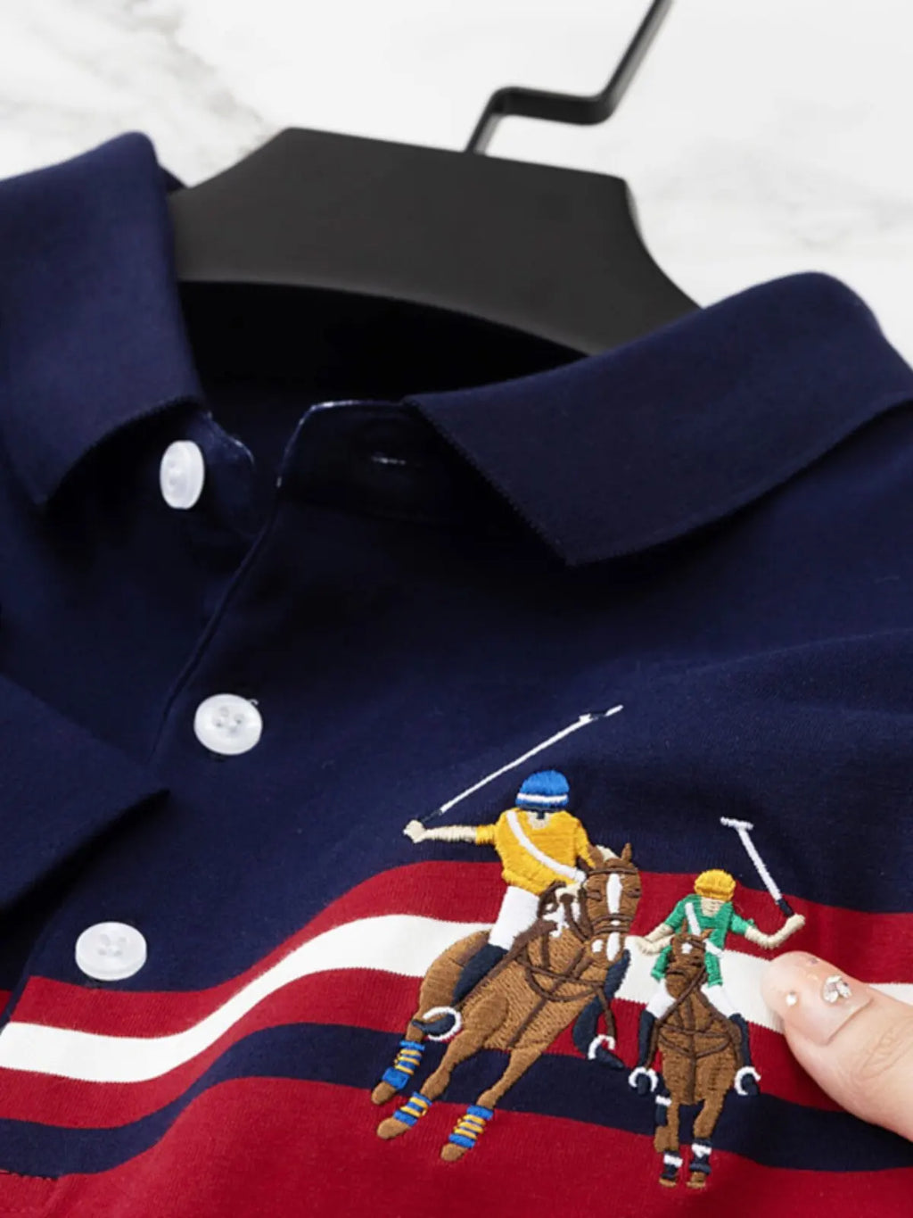 Polo Shirt Man Long Sleeve Cotton Casual Striped Polo Shirt Men Fashion Lapel Button Shirt Embroidery High Quality Breathable