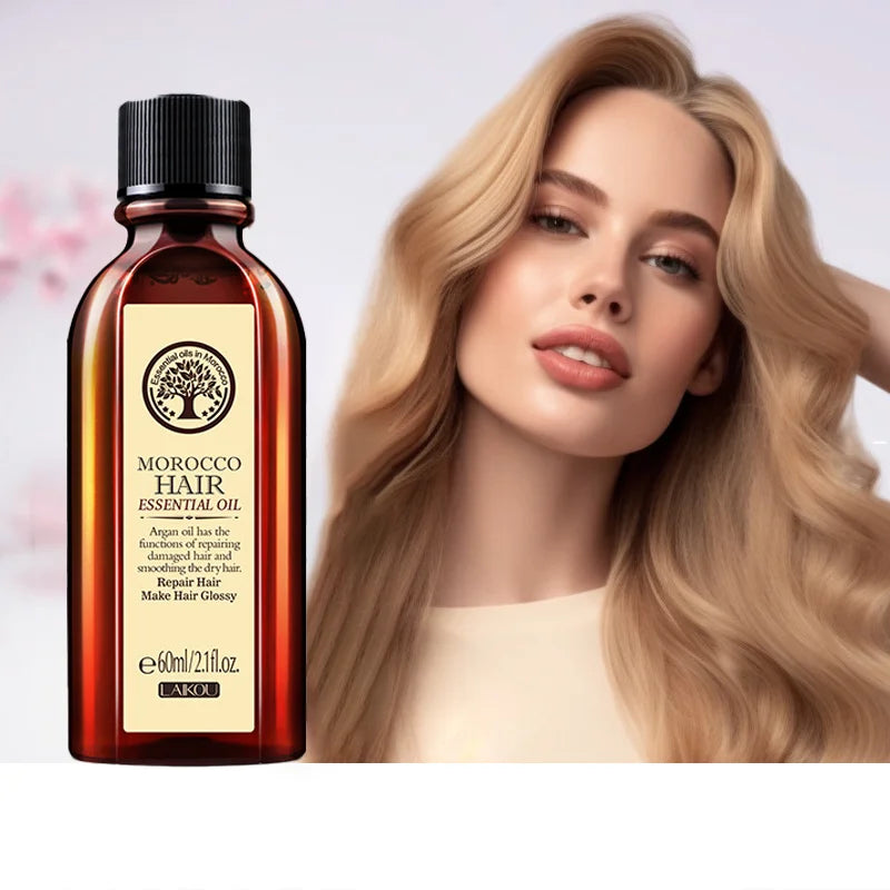 Laikou Argan Hair Oil Essential Oil Natural Anti-hair Loss Prevent Hair Dry Soft Nourishing Frizz Damaged Repair Care 60ml