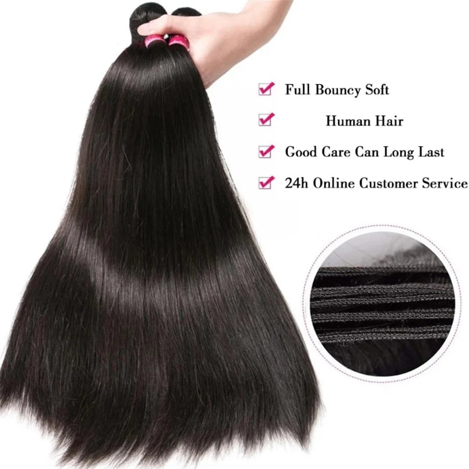 8-32 Inch Bone Straight Human Hair Weave Bundles 12A Brazilian Natural Color Remy Human Hair Extension 1/3/4 Bundles Weft