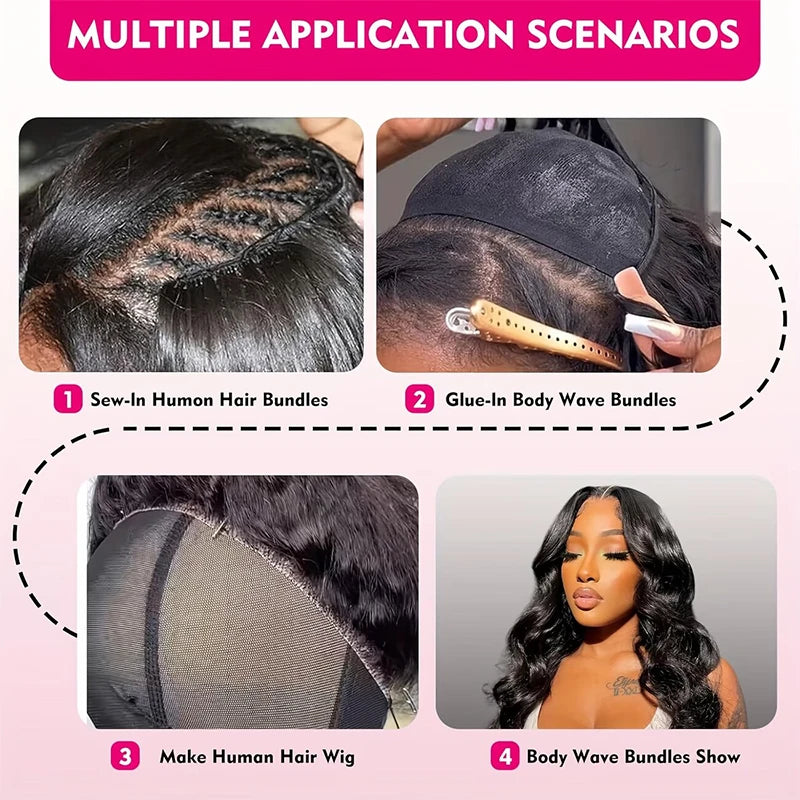 24 26 Inch Raw Body Wave Human Hair Bundles 1/3/4 Pcs Unprocessed Virgin Remy Hair Extensions Hair Weave Bundles for Women