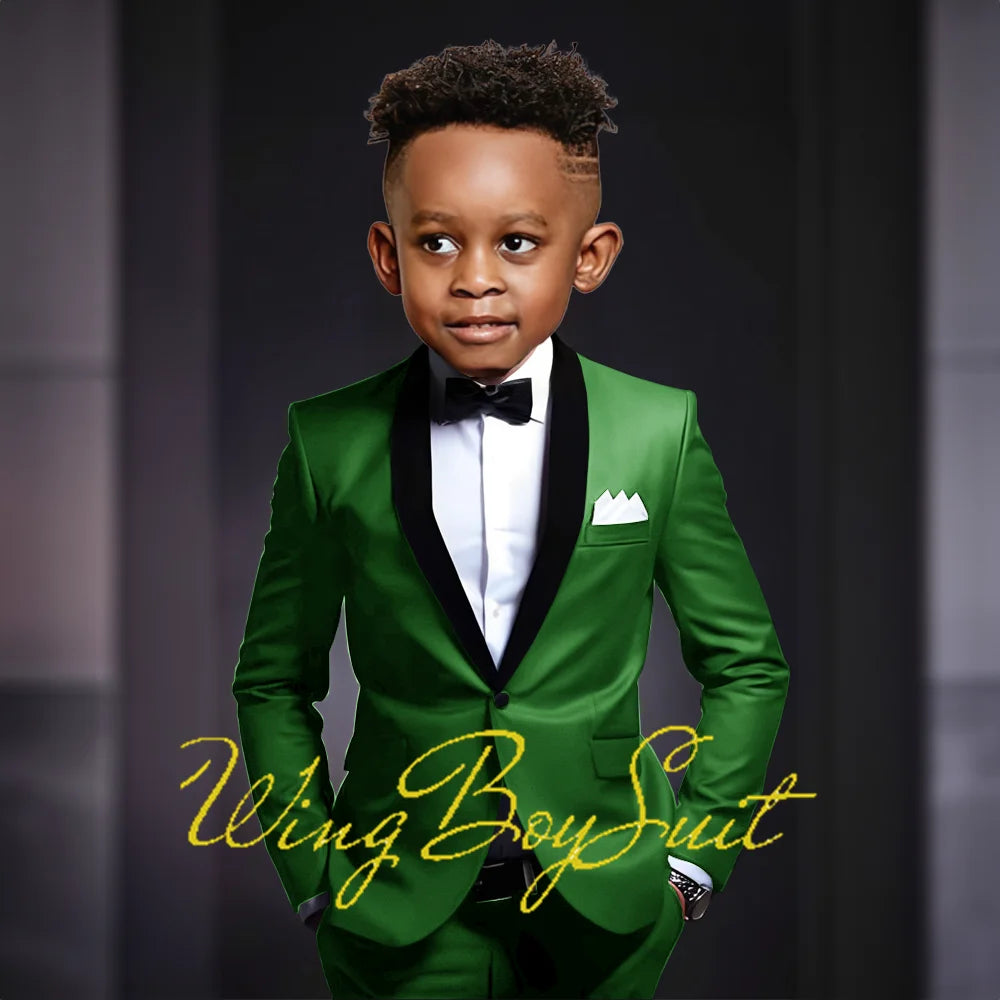 Boys Suits 2 Piece Classic Fleece Collar Wedding Tuxedo Formal Slim Fit Kids Jackets Pants 2-16 Years Tailored Clothes