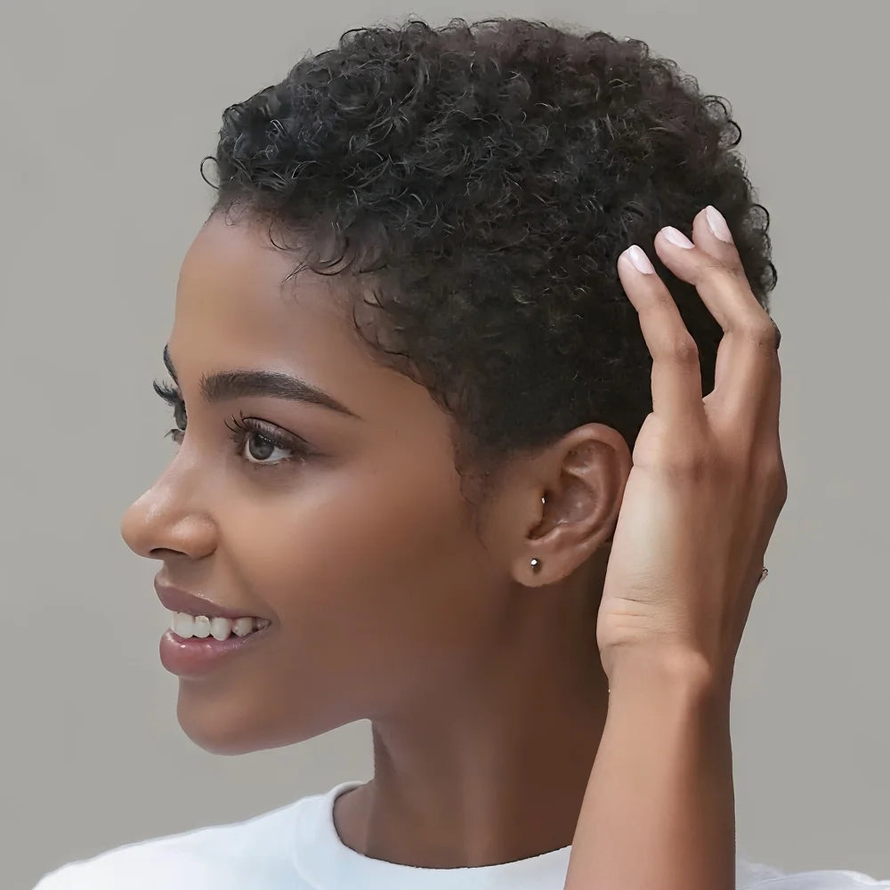 Brazilian Afro Kinky Curly Human Hair Wig Short Pixie Cut Wig Full Machine-Made Wig for Women