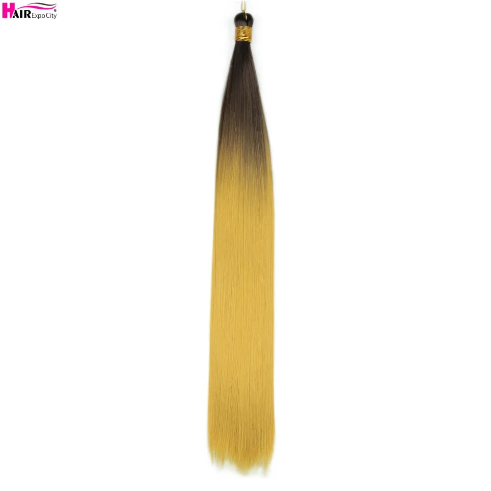 Bone Straight Braiding Hair 150g Silky Synthetic Hair For Box Braids Pre Stretched Ombre Crochet Braids Hair Extension