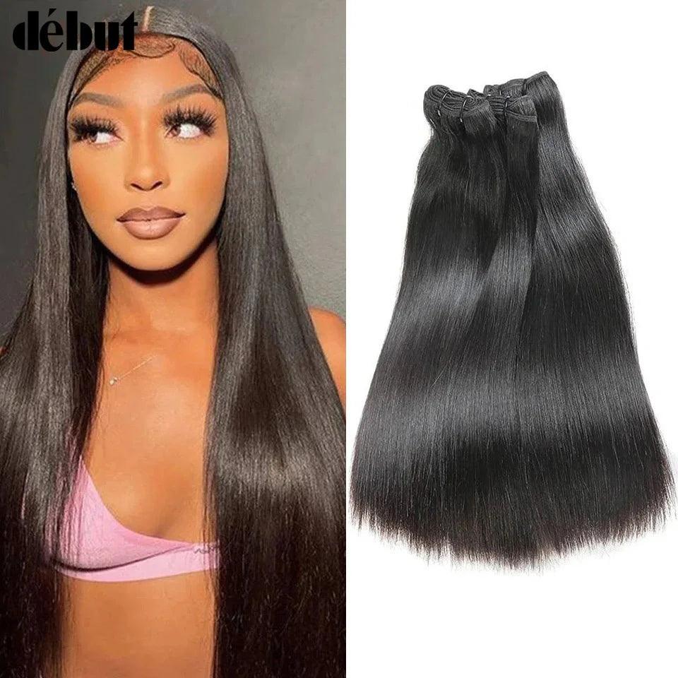 Debut Brazilian Straight Hair Double Drawn Natural Black Human Hair Weave Bundles Remy 27# 4# 6# 8# Blond 613 Human Hair Bundle