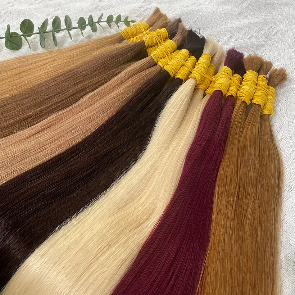 Straight Human Hair Bundles No Weft Natural Black Bulks Blonde Brazilian Remy Hair 100% Real Natural Hair Extension For Women