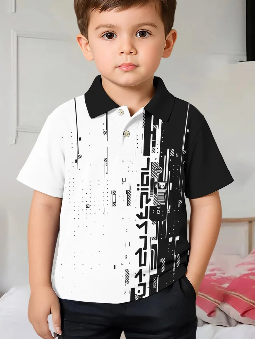 Polo Shirts for Kids Gradient Striped 3D Print Fashion Child Polo Shirt Boy Clothes Lapel Tops Street Casual Children's Clothing