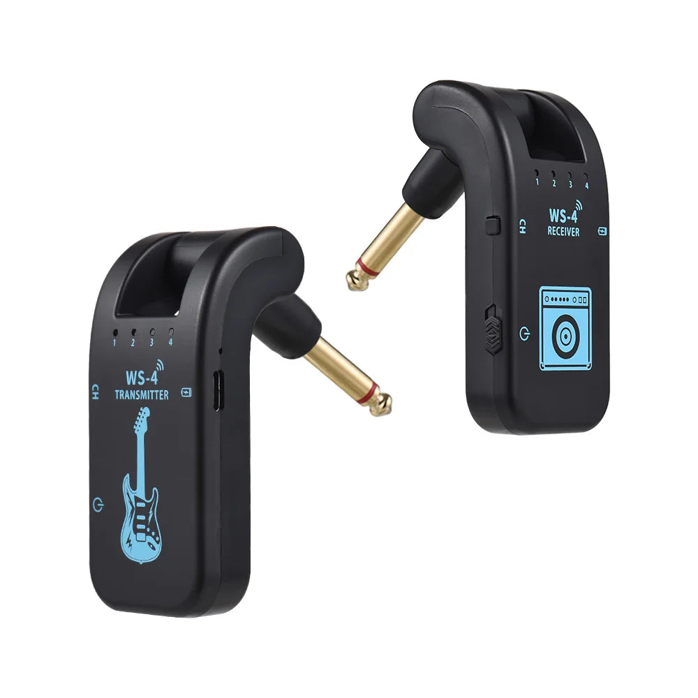 2.4G Wireless Guitar System Rechargeable Guitar Transmitter Receiver 48K/16bit Real-time Transmission Rotatable Plug for Guitars