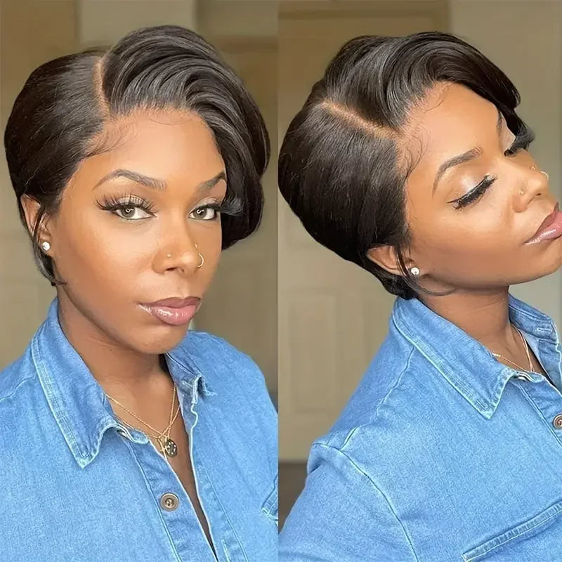Brazilian Hair Short Bob Wig Pixie Cut Wig 13x4X1 Side Part Lace Human Hair Wigs 100% Remy Hair Straight Cheap Human Hair Wig