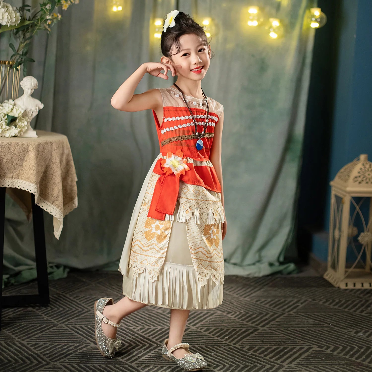 Moana Dress Cosplay Princess Costume Kids Vaiana Print Vestidos Girls Birthday Halloween Carnival Party Outfits Children Clothes