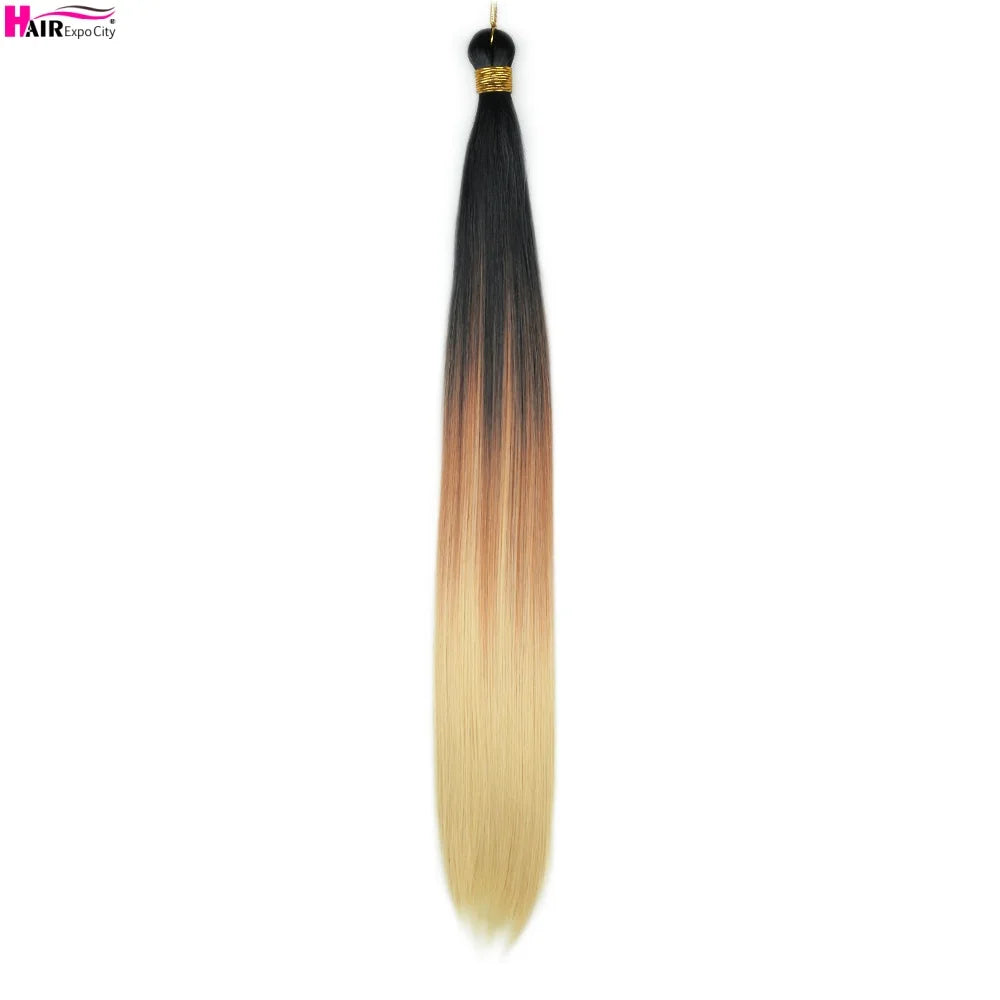 Bone Straight Braiding Hair 150g Silky Synthetic Hair For Box Braids Pre Stretched Ombre Crochet Braids Hair Extension
