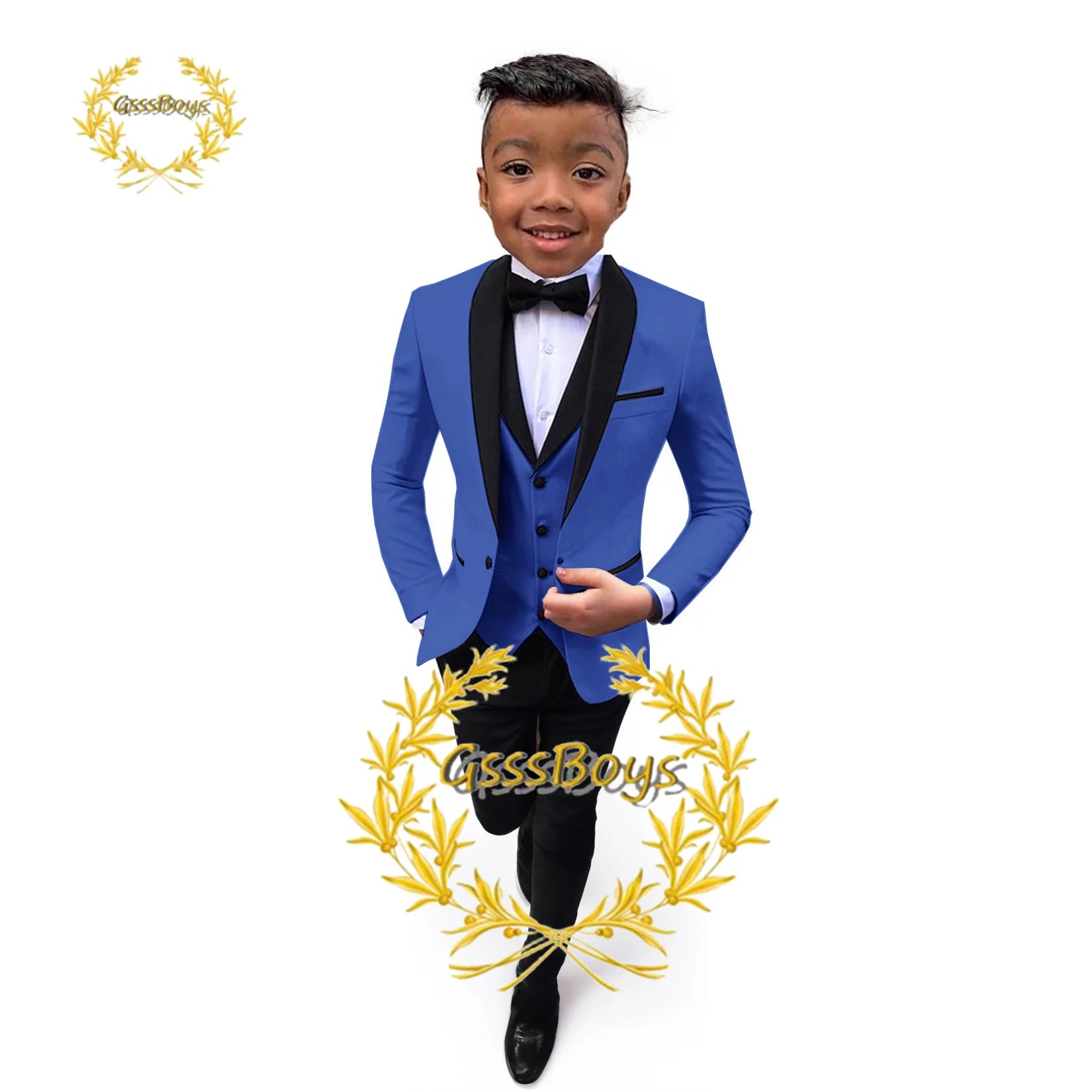 Boys Suit Wedding Tuxedo 3 Piece Shawl Collar Jacket Pants Vest Child Formal Blazer Set Slim Fit Outfit costume garcon mariage