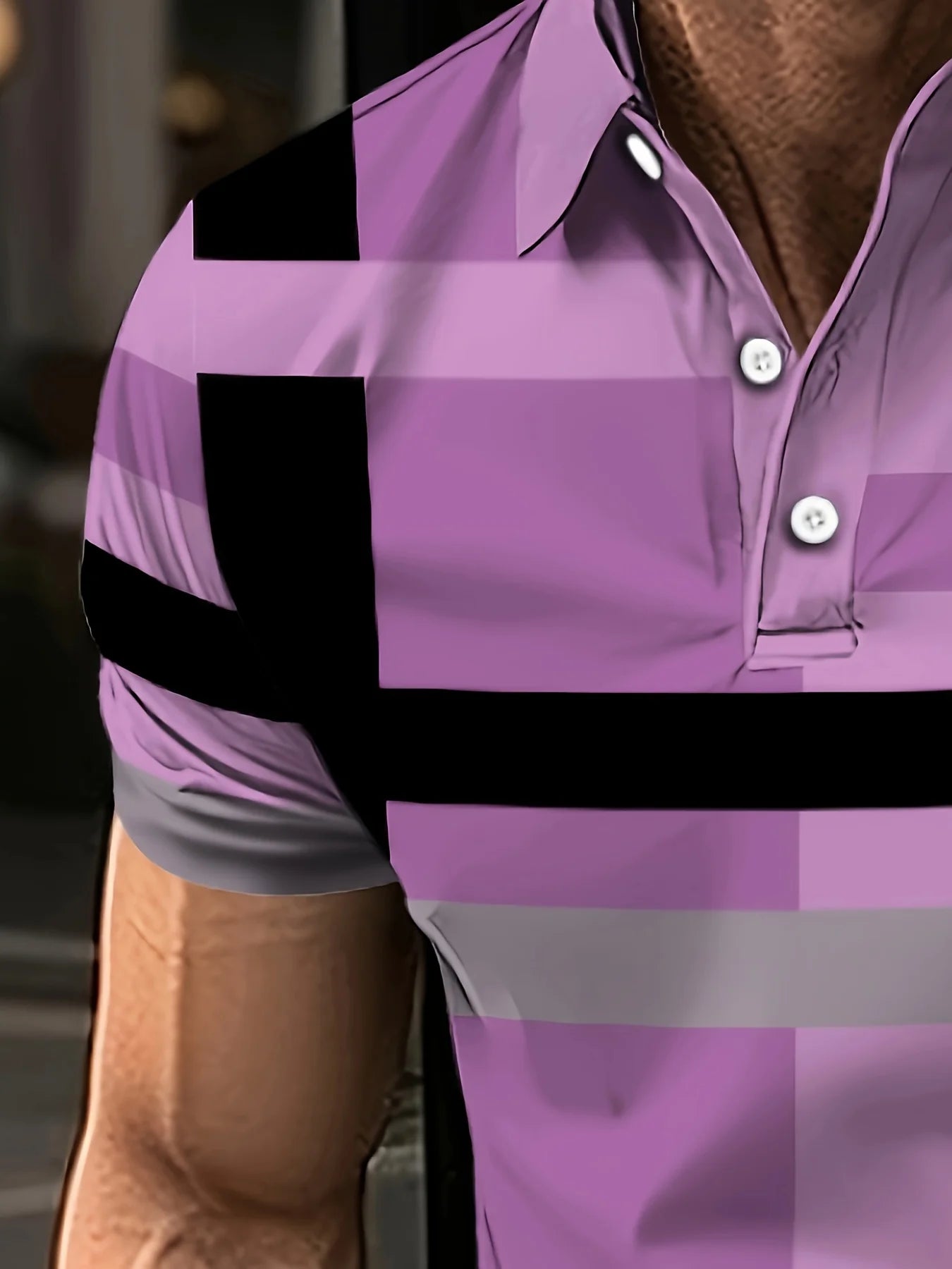 The new men's short-sleeved POLO shirt for summer 2025 features a casual and fashionable 3D striped pattern print
