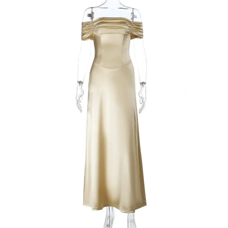 Shiny Sequin V Neck Maxi Dresses Women Elegant Slimming Backless Short Sleeved Long Dress Lady Gold Silver Party Evening Robes