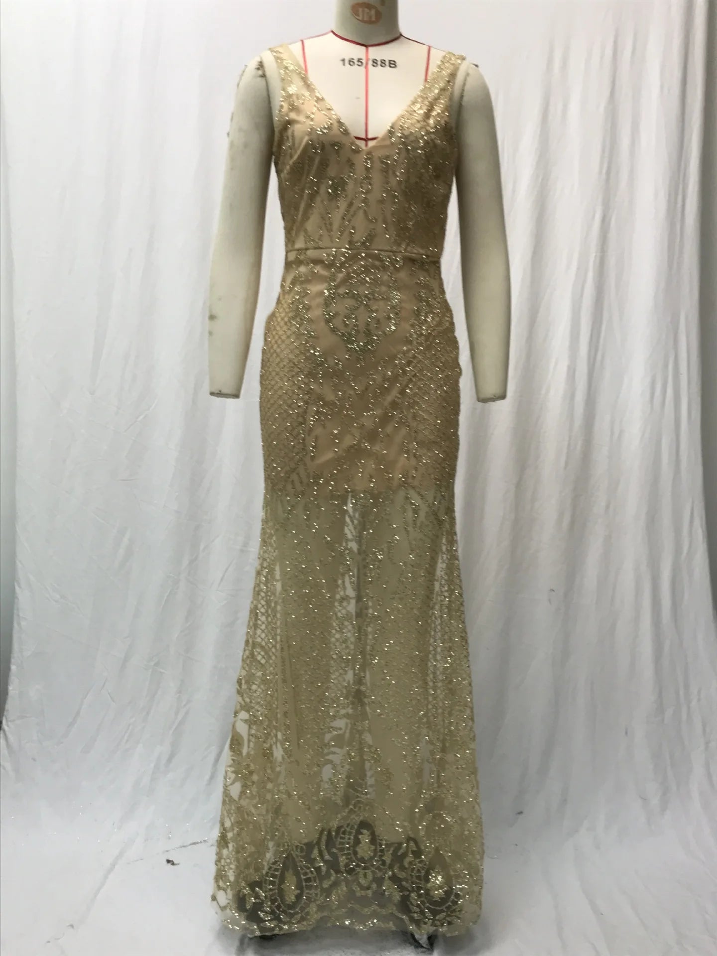 Shiny Sequin V Neck Maxi Dresses Women Elegant Slimming Backless Short Sleeved Long Dress Lady Gold Silver Party Evening Robes